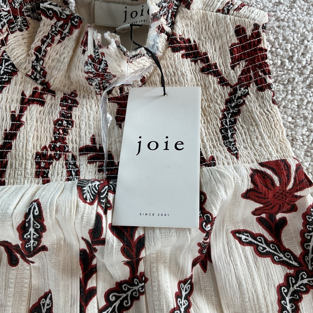 Joie Jailene Sleeveless Smocked High Neck‎ Floral Top Buttercream Multi XS NEW - Picture 7 of 10